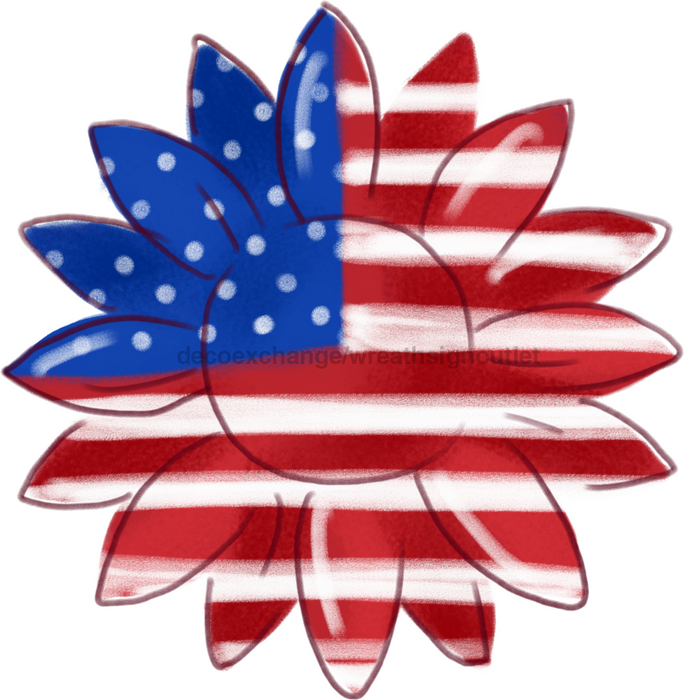 Patriotic Door Hanger Sunflower Decoe - W - 90016 - Dh 22’ Wood