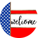 Patriotic Door Hanger, Welcome Door Hanger, DCO-01987-DH, 18" Round Wood