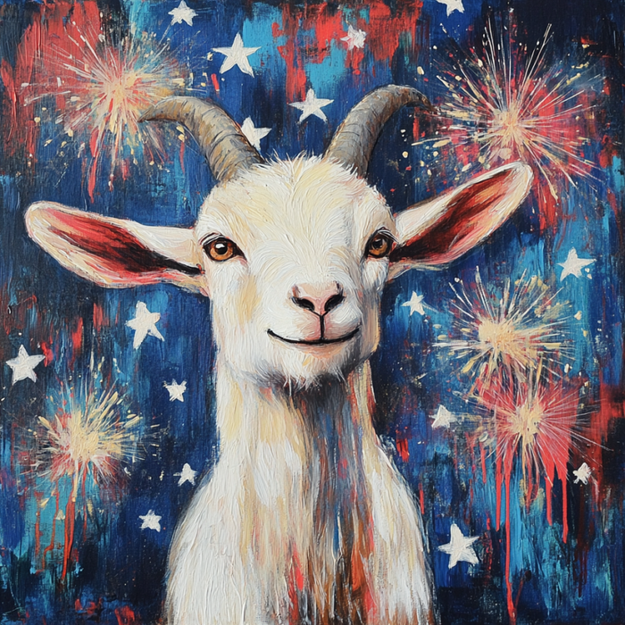 Patriotic Goat Sign, DCO-13349, Sign For Wreath, 10x10" Metal Sign