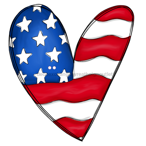 Patriotic Heart Hanger Cut Bow Holes Wood Sign Decoe-W-903437 22 Door