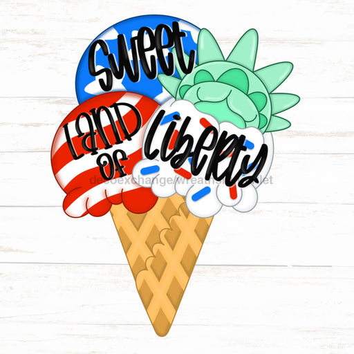 Patriotic Ice Cream Wood Sign Cr-W-130-Dh 22 Door Hanger