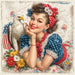 Patriotic Pin Up Girl, DCO-102371, Sign For Wreath, 10x10in Metal Sign