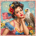 Patriotic Pin Up Girl, DCO-102383, Sign For Wreath, 10x10in Metal Sign