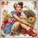 Patriotic Pin Up Girl, DCO-102384, Sign For Wreath, 10x10in Metal Sign