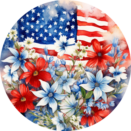 Patriotic Sign Floral Decoe-5186 10’ Metal Round