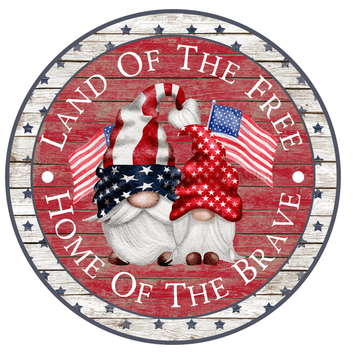 Patriotic Sign, Gnome Sign, Summer Sign, DECOE-4061-DH, 18 Wood Round