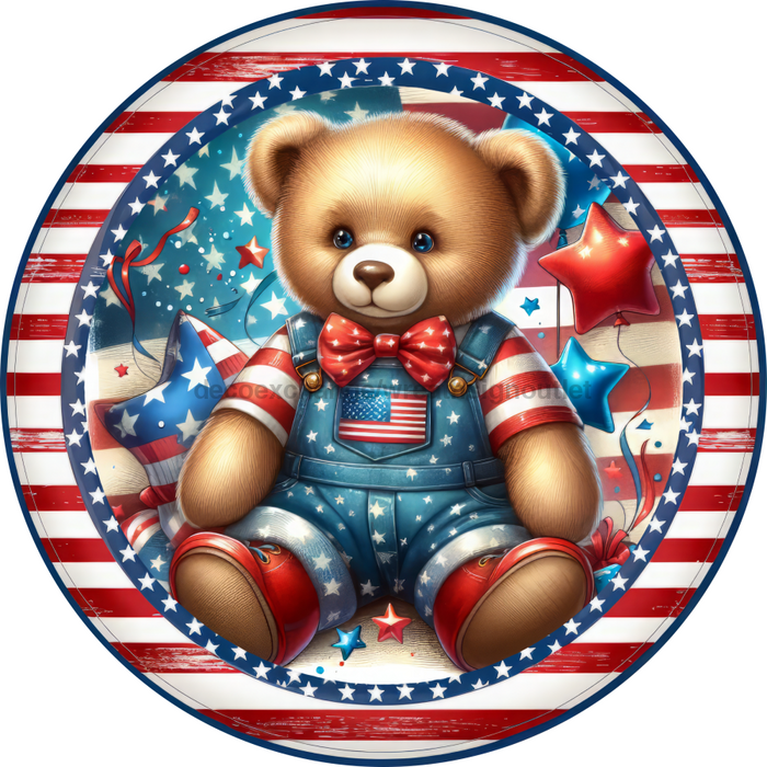 Patriotic Sign Partriotic Bear Decoe-5182 10’ Metal Round