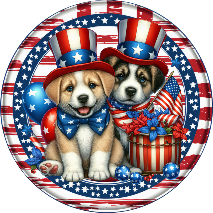 Patriotic Sign Partriotic Dog Decoe-5180 10’ Metal Round