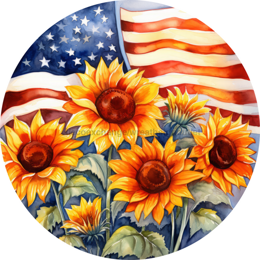 Patriotic Sign Sunflower Decoe-5188 10’ Metal Round