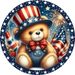 Patriotic Sign Teddy Bear Decoe-5171 10’ Metal Round
