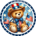 Patriotic Sign Teddy Bear Decoe-5172 10’ Metal Round