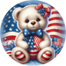 Patriotic Sign Teddy Bear Decoe-5173 10’ Metal Round