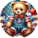 Patriotic Sign Teddy Bear Decoe-5174 10’ Metal Round