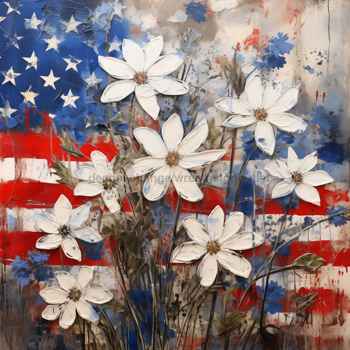 Patriotic Sign, USA Sign, DCO-13593, Sign For Wreath, 10x10" Metal Sign