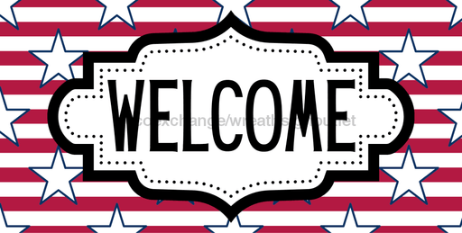 Patriotic Welcome Sign Dco-01226 For Wreath 6X12 Metal