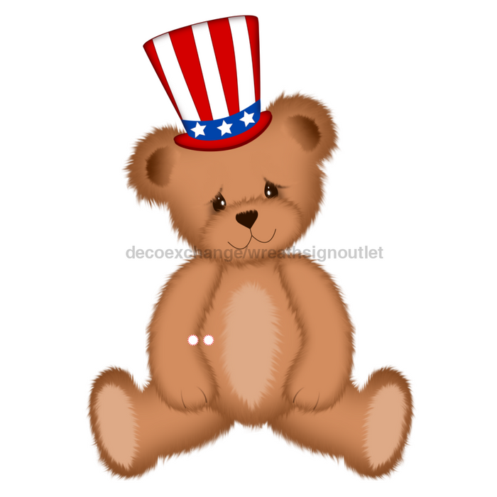 Patrotic Bear Door Hanger Cut Bow Holes Wood Sign Decoe-W-903444 22