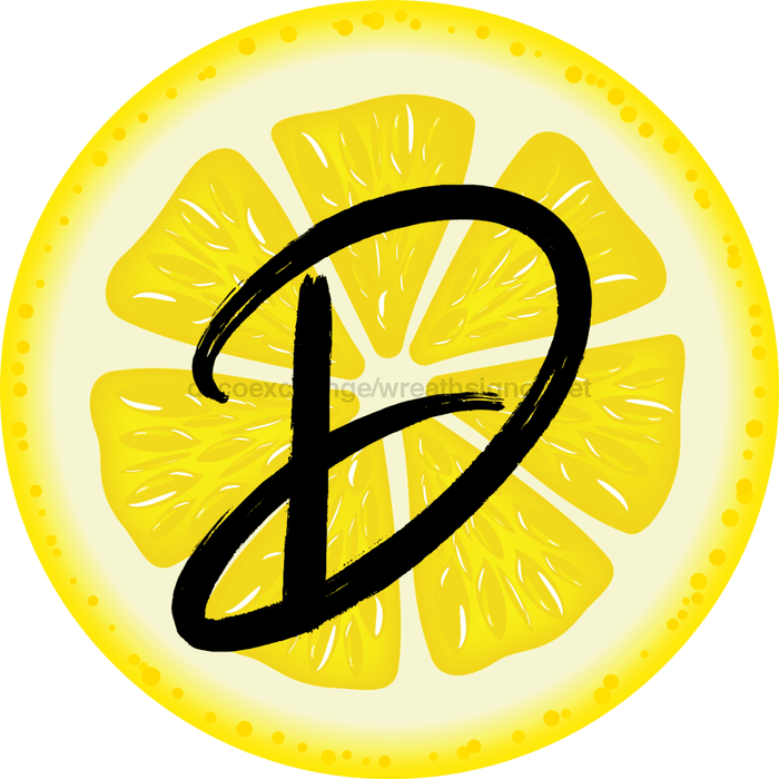 Personalized Lemon Sign Initial Monogram Decoe-4088-Dh-Custom 18 Wood Round D