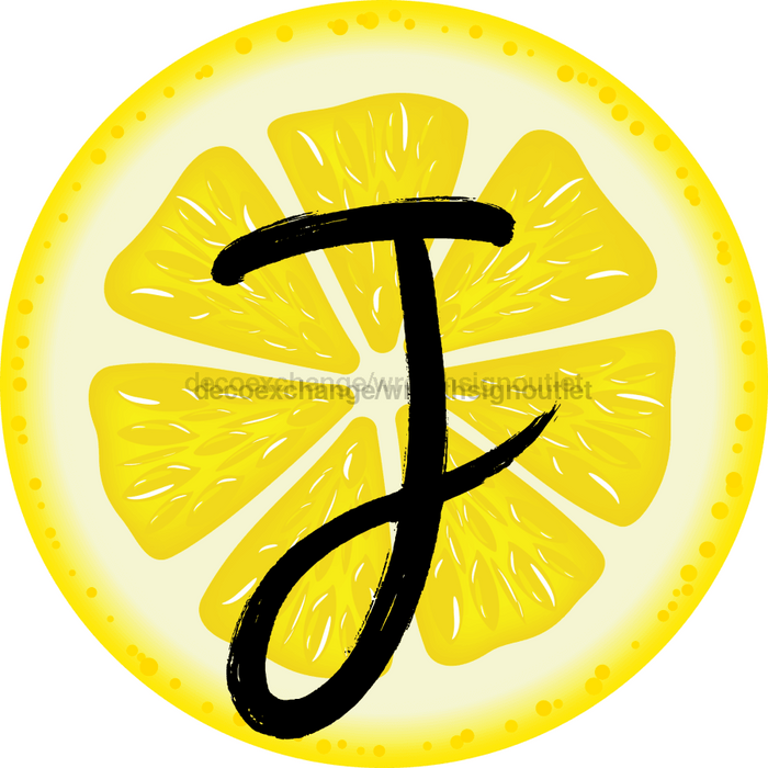 Personalized Lemon Sign Initial Monogram Decoe-4088-Dh-Custom 18 Wood Round J