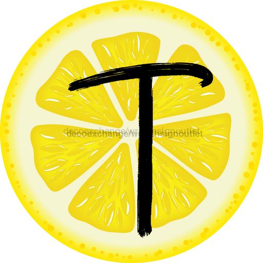 Personalized Lemon Sign Initial Monogram Decoe-4088-Dh-Custom 18 Wood Round T