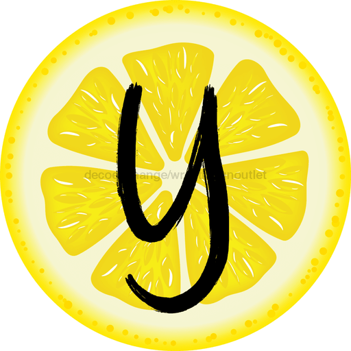 Personalized Lemon Sign Initial Monogram Decoe-4088-Dh-Custom 18 Wood Round Y