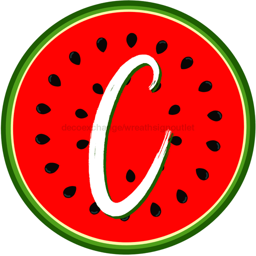 Personalized Watermelon Sign Initial Monogram Decoe-4086-Dh-Custom 18 Wood Round