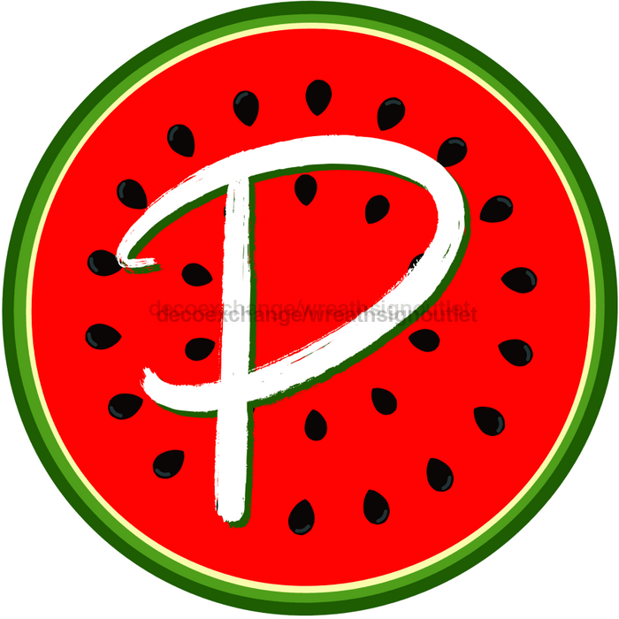 Personalized Watermelon Sign Initial Monogram Decoe-4086-Dh-Custom 18 Wood Round