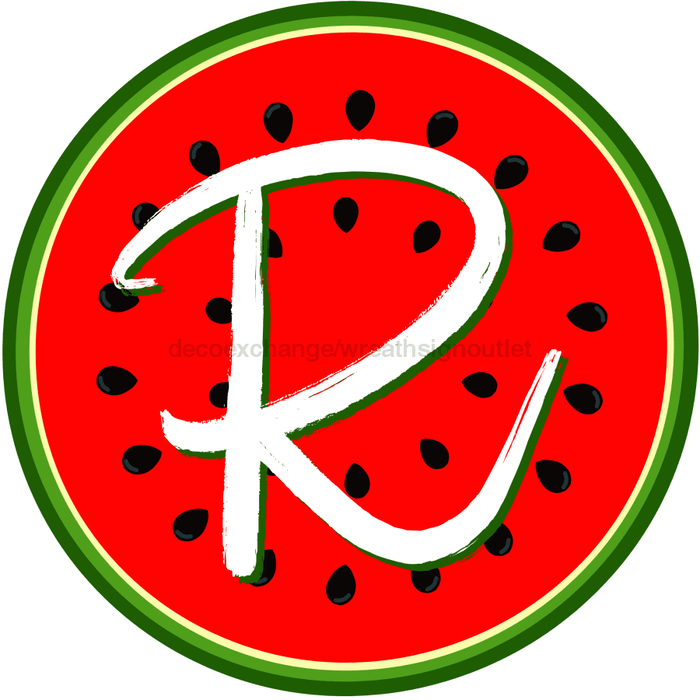 Personalized Watermelon Sign Initial Monogram Decoe-4086-Dh-Custom 18 Wood Round