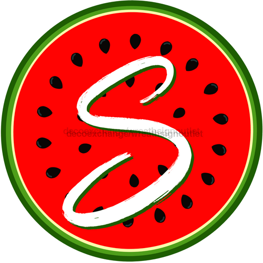 Personalized Watermelon Sign Initial Monogram Decoe-4086-Dh-Custom 18 Wood Round