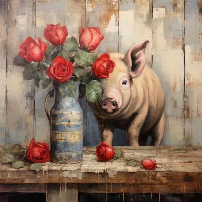 Pig Sign Floral Dco-00997 For Wreath 10X10 Metal