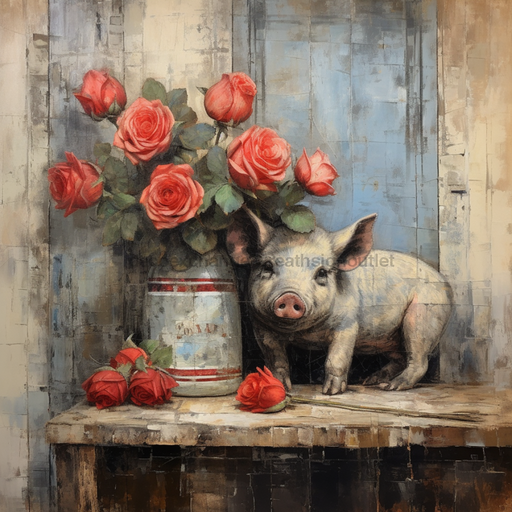 Pig Sign Floral Dco-00999 For Wreath 10X10 Metal