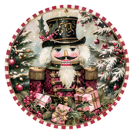 Pink Christmas Nutcracker, DCO-102659-D, Sign For Wreath, 18" Door Hanger