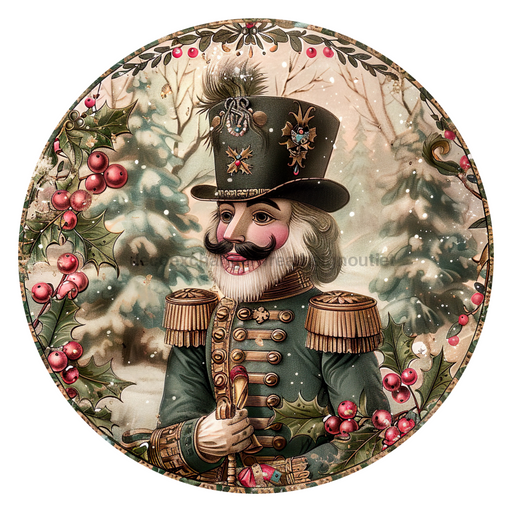 Pink Christmas Nutcracker, DCO-102661, Sign For Wreath, 10" Metal Sign
