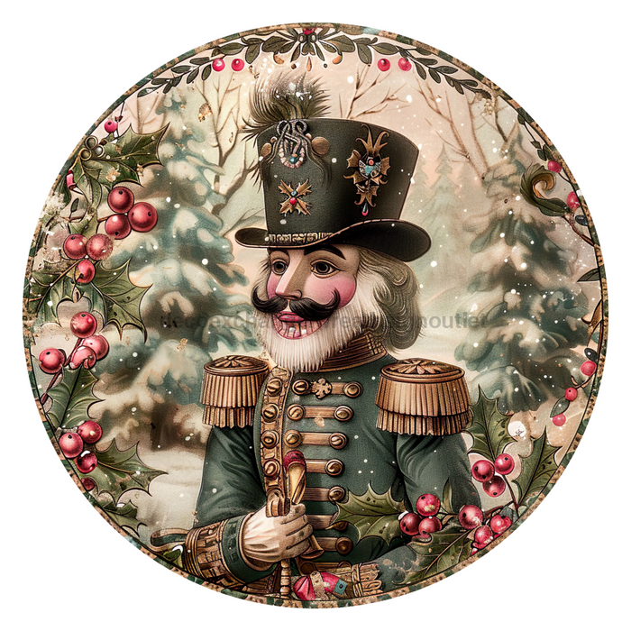 Pink Christmas Nutcracker, DCO-102661, Sign For Wreath, 10" Metal Sign