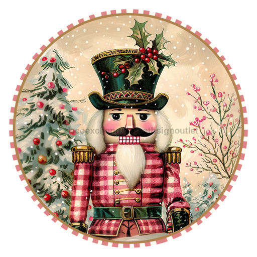 Pink Christmas Nutcracker, DCO-102662-D, Sign For Wreath, 10" Wood Sign
