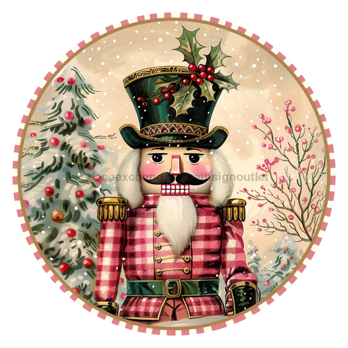 Pink Christmas Nutcracker, DCO-102662-D, Sign For Wreath, 18" Door Hanger
