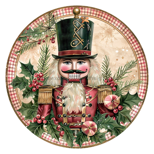 Pink Christmas Nutcracker, DCO-102664, Sign For Wreath, 10" Metal Sign