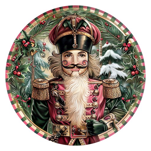 Pink Christmas Nutcracker, DCO-102665, Sign For Wreath, 10" Metal Sign