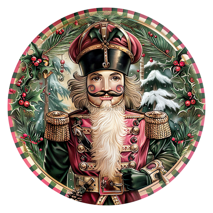 Pink Christmas Nutcracker, DCO-102665, Sign For Wreath, 10" Metal Sign