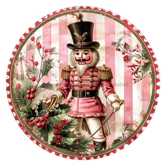 Pink Christmas Nutcracker, DCO-102668-D, Sign For Wreath, 18" Door Hanger