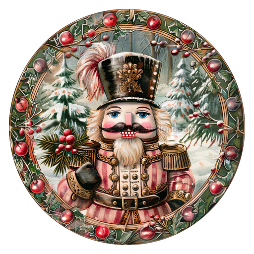 Pink Christmas Nutcracker, DCO-102670-D, Sign For Wreath, 18" Door Hanger