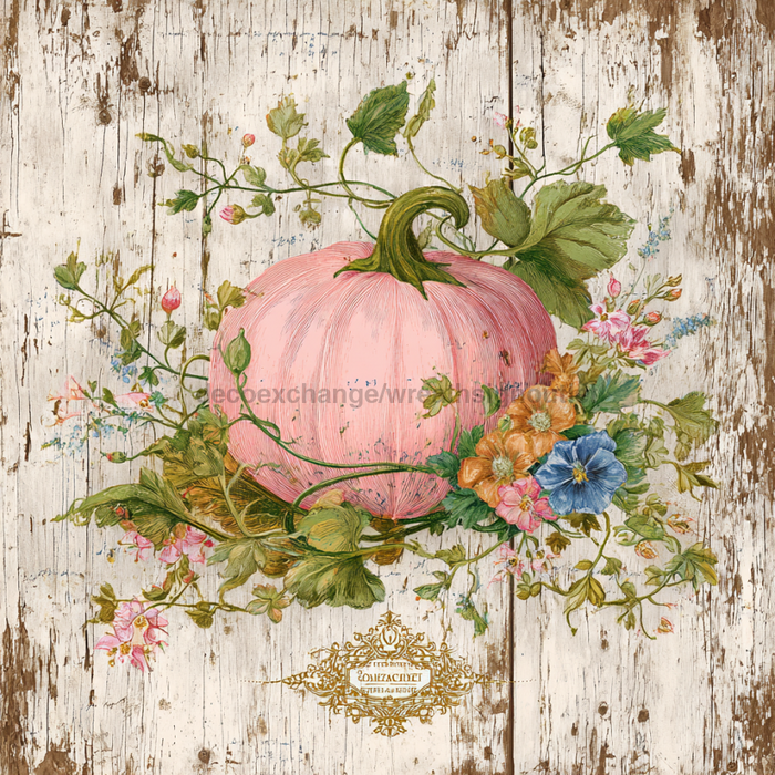 Pink Fall Pumpkin Sign, DCO-102596, Sign For Wreath, 10x10in Metal Sign