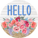 Pink Floral Sign Hello Dco-00788 For Wreath 10 Round Metal