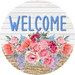 Pink Floral Sign Welcome Dco-00789 For Wreath 10 Round Metal