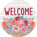 Pink Floral Sign Welcome Dco-00790 For Wreath 10 Round Metal