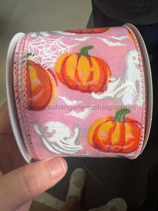 Pnk Glt Stn/Ghosts N Pumpkns 2.5’’X10Y 51512-40-03 Ribbon