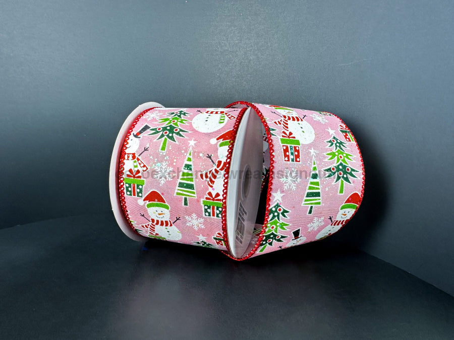 Pnk Glt Stn/Snowmen Frolick 2.5’’X10Y 72504-40-03 Ribbon