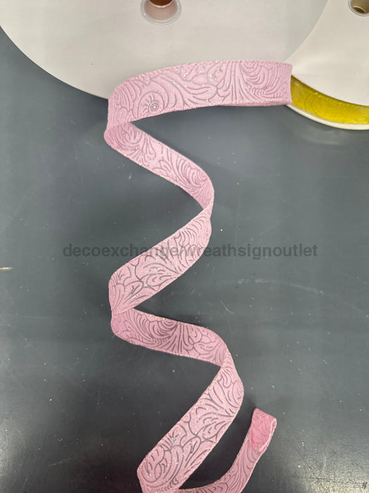 Pink Glittered Flwr Embossed 7/8’’X50Y 72433-05-03C Ribbon