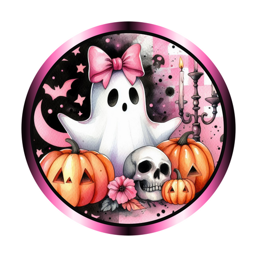 Pink Halloween Sign, DECOE-5254-D, Sign For Wreath, 10" Wood Sign