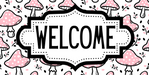Pink Mushroom Welcome Sign, DCO-01313, Sign For Wreath, 6x12" Metal Sign - DecoExchange®