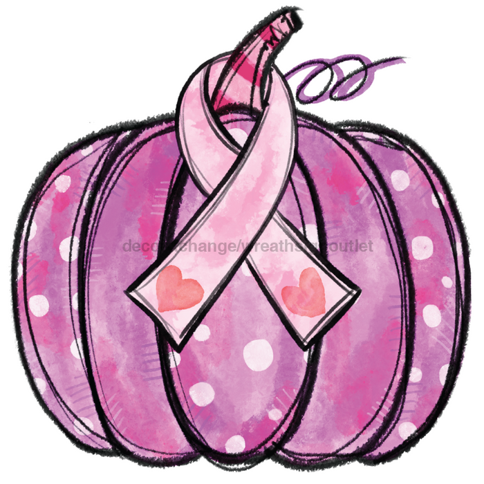 Pink Pumpkin Sign Awareness Door Hanger Wood Sign Decoe-W-135 22
